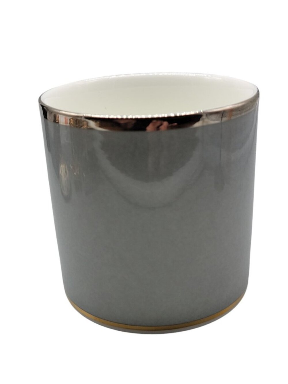 Mikasa Tea Cup Bone China Grandeur Silver CH402 Japan Gold Rim 3" Tall - Picture 5 of 13